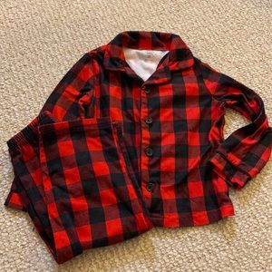 3T Pajamas Buffalo Flannel - red & black
